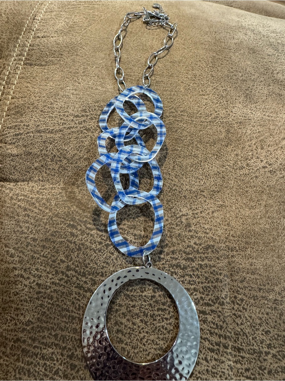 Blue Ring-Link Pendant Necklace by